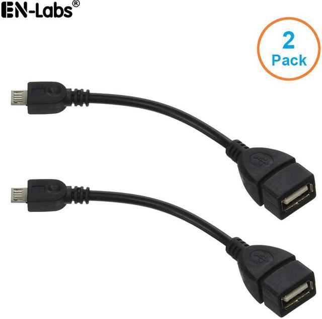 USB 2.0 Micro USB Male to USB Female OTG Adapter (2 Pack)