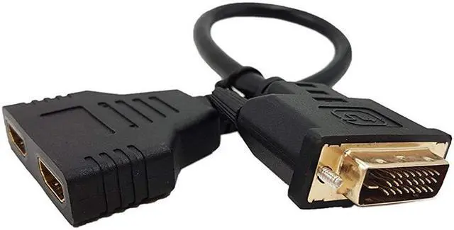 Alt view image 2 of 4 - EnLabs DVITO2XHD1FT DVI to HDMI Cable, Gold-Plated DVI-D(24+1) Male to Dual HDMI Female 1080p HDMI Video Adapter Splitter Cable (Only 1 output device should be active at any time)
