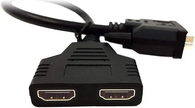 Alt view image 3 of 4 - EnLabs DVITO2XHD1FT DVI to HDMI Cable, Gold-Plated DVI-D(24+1) Male to Dual HDMI Female 1080p HDMI Video Adapter Splitter Cable (Only 1 output device should be active at any time)