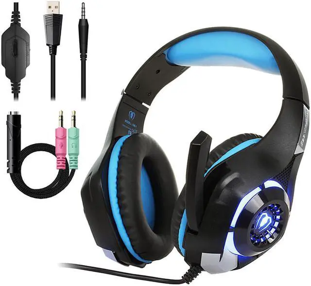 Alt view image 3 of 6 - EnLabs 3.5MM Gaming Headset Headphone w/ Microphone for PS4 Xbox One Cellphone Mac Laptops Computer - Crystal Stereo Bass Surround Sound, Noise Reduction Game Earphone-Volume Control with LED Lighting