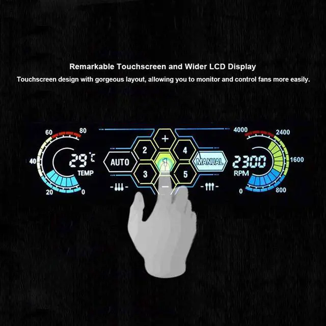 Alt view image 6 of 6 - ALMM STW Touch Screen 5.25 inch 5 Way Fans Speed Controller PC Computer Cooling Fan Controller Temperature Controller Front Panel Date Time Temperature Display Drive Bay (Black)