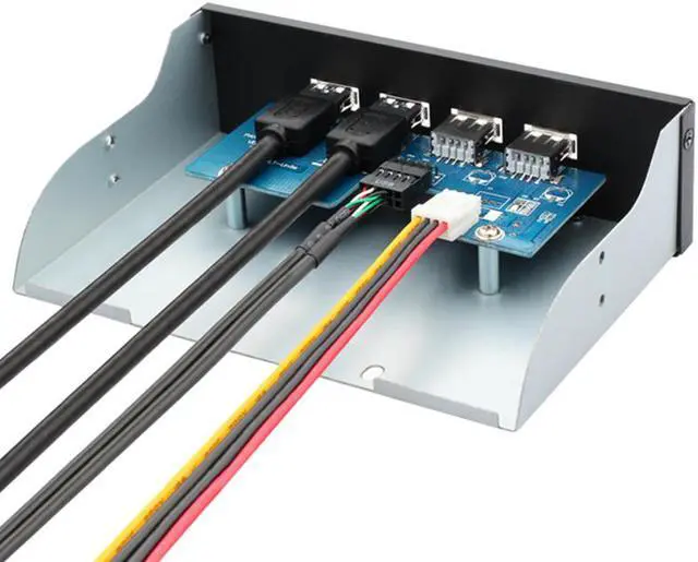 Alt view image 3 of 6 - USB 3.0 2 Ports + USB 2.0 2 Ports  5.25 inch Metal Front Panel USB Hub,Motherboard USB 20 pin to 2 x USB 3.0, 10 pin to 2 x USB 2.0 Spliter Adapter Cable w/ 5.25 inch Metal Bracket