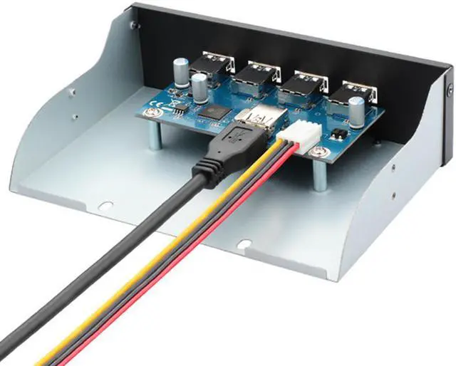Alt view image 4 of 6 - 4 Ports USB 3.0 5.25 inch Metal Front Panel USB Hub,Motherboard USB 20 pin to 4 x USB 3.0 Spliter Adapter Cable w/ 5.25 inch Metal Bracket
