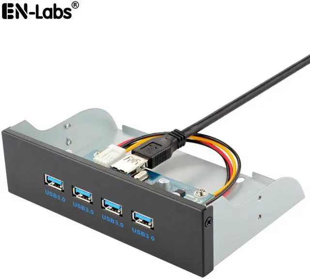 Main image of 4 Ports USB 3.0 5.25 inch Metal Front Panel USB Hub,Motherboard USB 20 pin to 4 x USB 3.0 Spliter Adapter Cable w/ 5.25 inch Metal Bracket