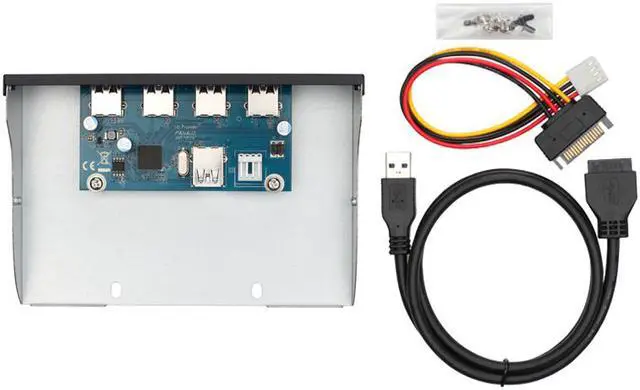 Alt view image 5 of 6 - 4 Ports USB 3.0 5.25 inch Metal Front Panel USB Hub,Motherboard USB 20 pin to 4 x USB 3.0 Spliter Adapter Cable w/ 5.25 inch Metal Bracket