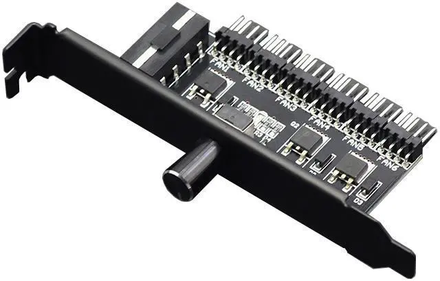 Alt view image 3 of 3 - Enlabs PCIFANCO6D 6 Channel 4-pin Fan speed Controller w/ OFF Switch - Fan RPM Speed Reduce Regulator w/ PCI Slot Cover - Molex 4pin to 6 Port 4Pin Case/CPU Fan Hub Splitter - 3pin fan Compatible