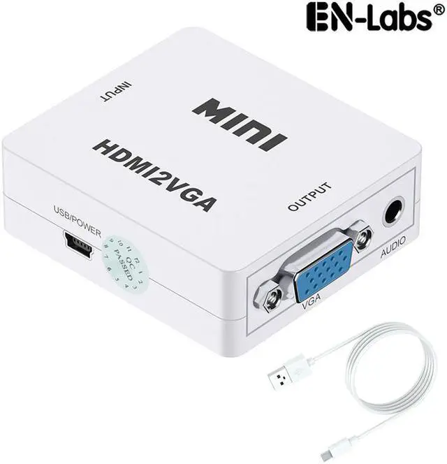 Main image of EnLabs BOXHDMI2VGA HD 1080P HDMI to VGA w/ 3.5mm Stereo Audio Video Converter Adapter for HDTVs, Monitors, Projector,Laptop Desktop Computer- 1920x1080p Resolution Ready