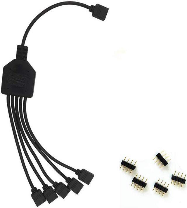 Alt view image 3 of 6 - EnLabs 2 Pack 1-to-5 4 Pins RGB Splitter Y Cable,LED Strip RGB Case Fans 5 Way RGB Hub Compatible with ASUS Aura Sync / Gigabyte RGB Fusion / MSI Mystic Light and w/ 12V 4pin RGB Header