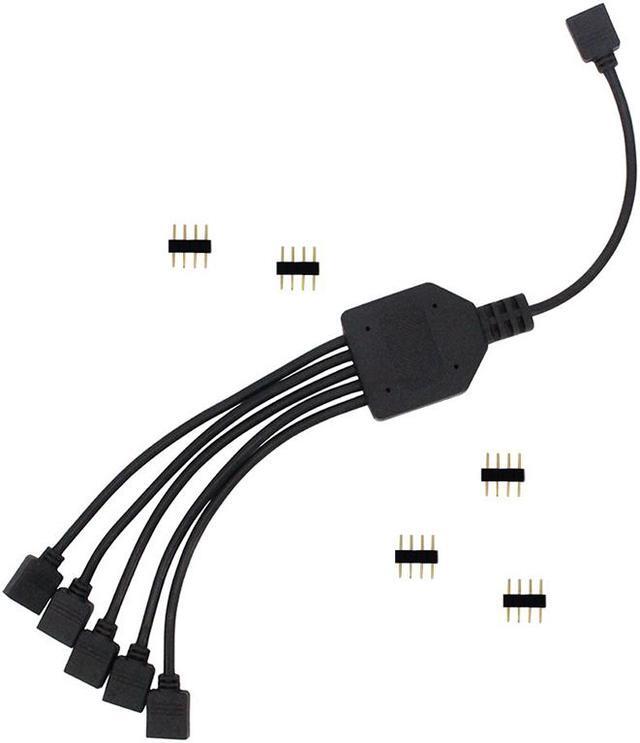 Alt view image 4 of 6 - EnLabs 2 Pack 1-to-5 4 Pins RGB Splitter Y Cable,LED Strip RGB Case Fans 5 Way RGB Hub Compatible with ASUS Aura Sync / Gigabyte RGB Fusion / MSI Mystic Light and w/ 12V 4pin RGB Header