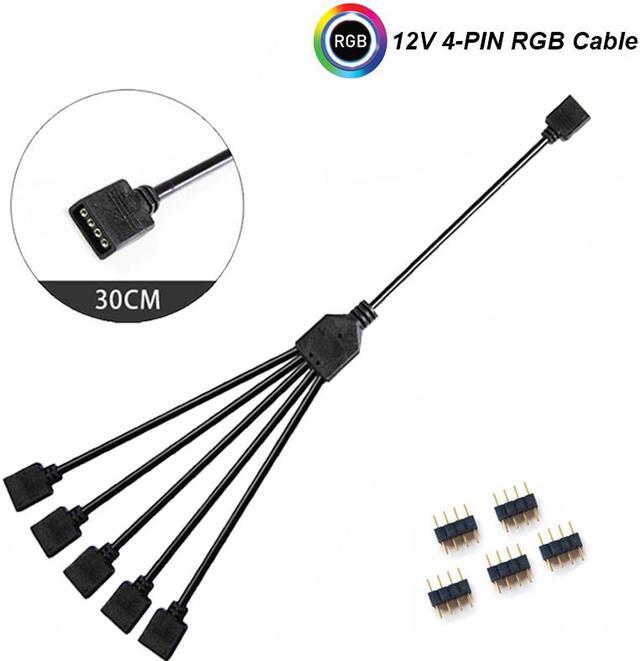 Alt view image 2 of 6 - EnLabs 2 Pack 1-to-5 4 Pins RGB Splitter Y Cable,LED Strip RGB Case Fans 5 Way RGB Hub Compatible with ASUS Aura Sync / Gigabyte RGB Fusion / MSI Mystic Light and w/ 12V 4pin RGB Header