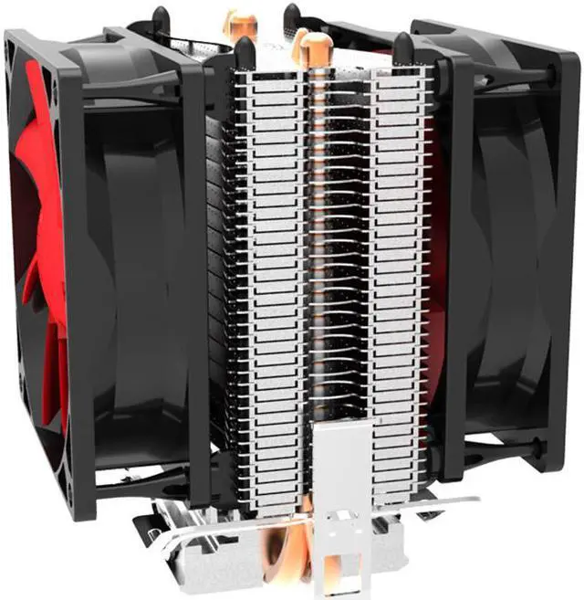 Alt view image 5 of 5 - 2x6mm Copper heatpipe Heatsink with Dua 80mm 3pin Fan CPU Cooler Radiator for AMD Socket 754/939/AM2/AM2+/AM3/FM1 Intel LGA 775/1156/1155/115X