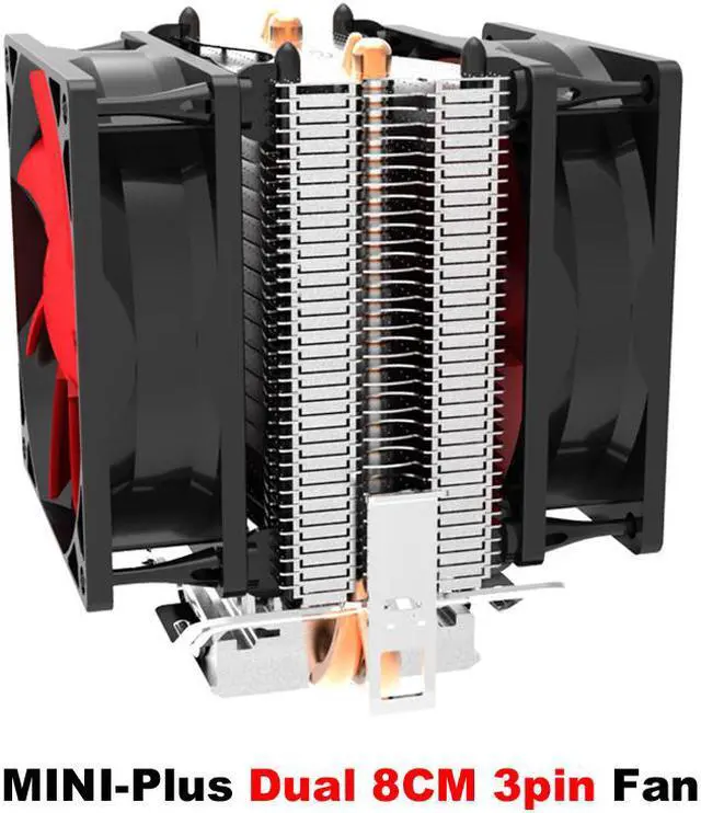 Alt view image 2 of 5 - 2x6mm Copper heatpipe Heatsink with Dua 80mm 3pin Fan CPU Cooler Radiator for AMD Socket 754/939/AM2/AM2+/AM3/FM1 Intel LGA 775/1156/1155/115X