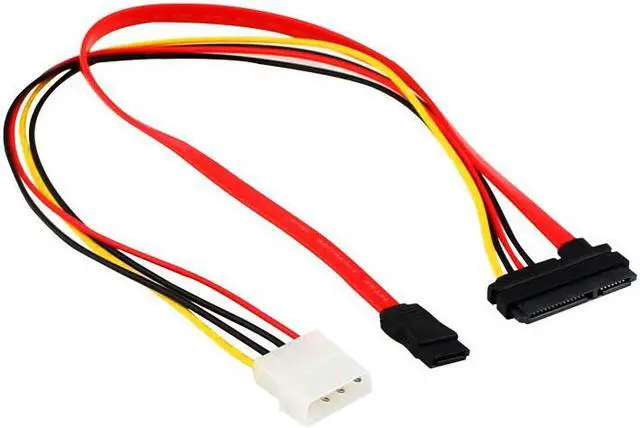 Alt view image 2 of 2 - EnLabs SATA22P40CM SATA 22pin(7+15pin) to SATA 7pin with Molex 4pin Data and Power Combo Cable for SSD,HDD,CD-ROM - 1.3ft