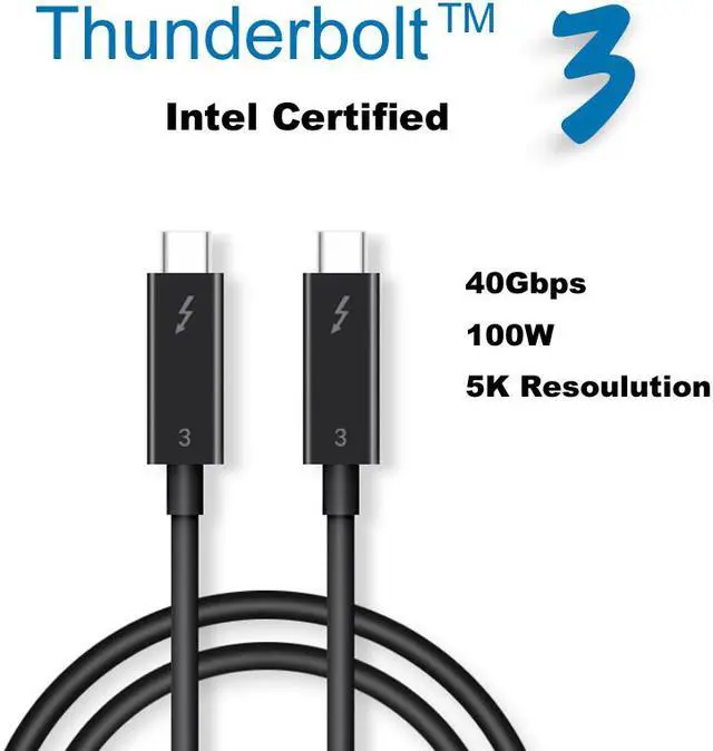 Alt view image 3 of 7 - Thunderbolt 3 Cable 40Gpbs Thunderbolt 3 Certified Cable Supports 5A/100W Charging,5K Vidoe,USB C to USB C Compatible with New MacBook Pro, iMac Pro,ThinkPad Yoga, Alienware 17 and More - 1.64ft