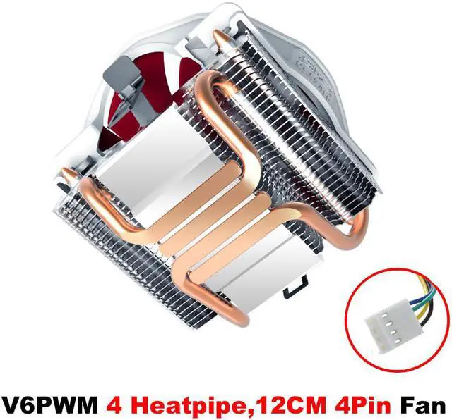 Alt view image 2 of 5 - PC Cooler CPU Air Cooler - Aluminum Heat sink - 4x6mm Direct Contact Copper Heatpipes with 120mm 4pin PWM Fan -for Multi-platform Intel/AMD CPUs  socket 754/939/AM2/AM2+/AM3/FM1 LGA 775/1156/1155/1150