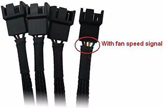 Alt view image 4 of 6 - Molex to 3 Pin 4 Pin Fan Power Splitter Adapter, IDE LP4 to 4 Ports PWM Fan Hub for 12V Desktop Computer Chassis CPU Cooler Case Fans - 16 Inches, Sleeved Black
