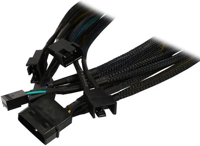 Alt view image 2 of 6 - Molex to 3 Pin 4 Pin Fan Power Splitter Adapter, IDE LP4 to 4 Ports PWM Fan Hub for 12V Desktop Computer Chassis CPU Cooler Case Fans - 16 Inches, Sleeved Black