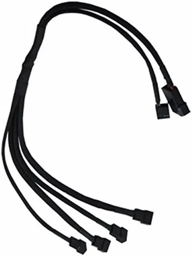Alt view image 3 of 6 - Molex to 3 Pin 4 Pin Fan Power Splitter Adapter, IDE LP4 to 4 Ports PWM Fan Hub for 12V Desktop Computer Chassis CPU Cooler Case Fans - 16 Inches, Sleeved Black