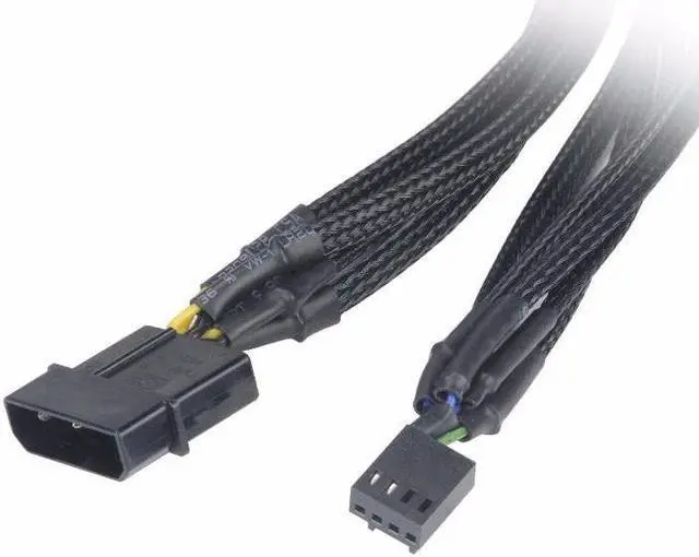 Alt view image 4 of 4 - Black Net Jacket Sleeved 18 inch Molex 4pin to 5 x 4pin PWM Fan Power Splitter Hub Adapter Cable w/ RPM Feedback