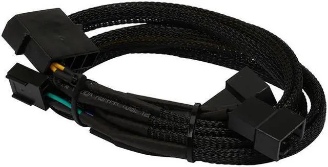 Alt view image 2 of 3 - Molex to 4 Pin PWM Power Splitter Cable, PSU IDE LP4 to 3 Ports 4Pin Fan Adapter PWM Cooler Hub for 12V Desktop Computer Case Cooling - 12 Inches, Sleeved Black