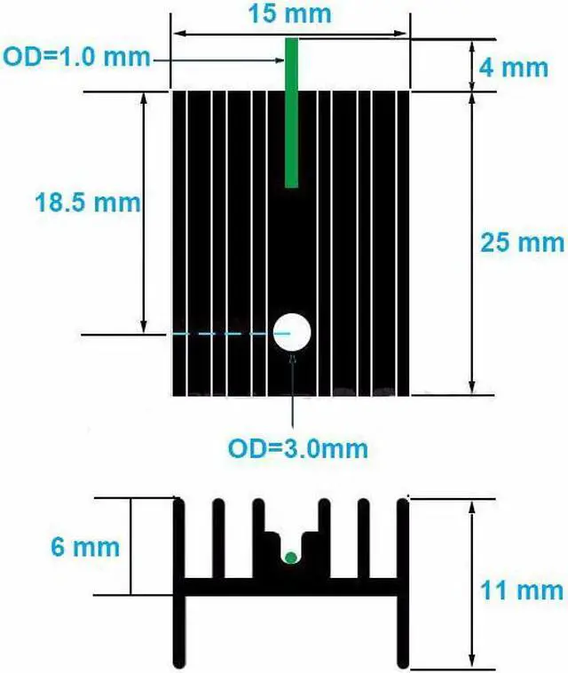 Alt view image 5 of 5 - 10pcs/lot Silver Aluminum 25x15x11mm TO-220 TO220 heatsink radiator for MOS,7805 Triode Transistors Cooler IC Chip dissipation