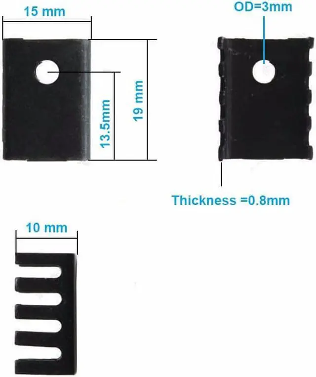 Alt view image 4 of 4 - 20pcs/lot Silver Aluminum 19x15x10mm TO-220 TO220 heatsink radiator for MOS,L7805 LM337 Triode Transistors Cooler IC Chip