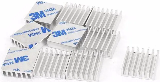 Alt view image 2 of 2 - 10pcs/lot Aluminum Heatsink 20*20*6mm Electronic Chip Radiator Cooler w/ 3M9448a Thermal Double Sided Adhesive Tape for IC,3D Printer,Motherboard,GPU,Xbox Cooling