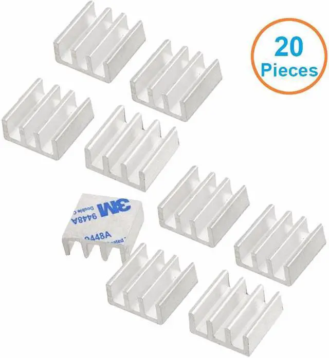 Main image of 20pcs/lot Aluminum Heatsink 11*11*5mm Electronic Chip Radiator Cooler w/ 3M9448a Thermal Double Sided Adhesive Tape for IC,3D Printer,Motherboard,GPU,Xbox Cooling