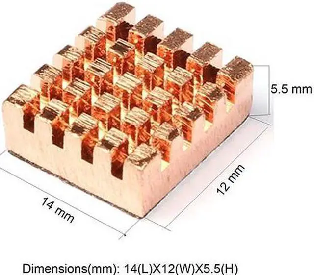 Alt view image 4 of 6 - 8pcs/lot 14x12x5.5mm Self-Stick Copper Heatsink ,VGA GPU Video Card Graphics Motherboard DDR RAM Memory chips Heat sink Cooling