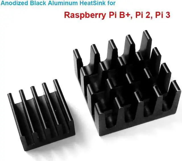 Alt view image 2 of 5 - 5 Sets/10pcs Raspberry Pi B+ Pi 2 Pi 3 Anodized Black Aluminum Heat Sink Radiator CPU RAM cooler,LAN cooling (2 Heatsinks/Kit)