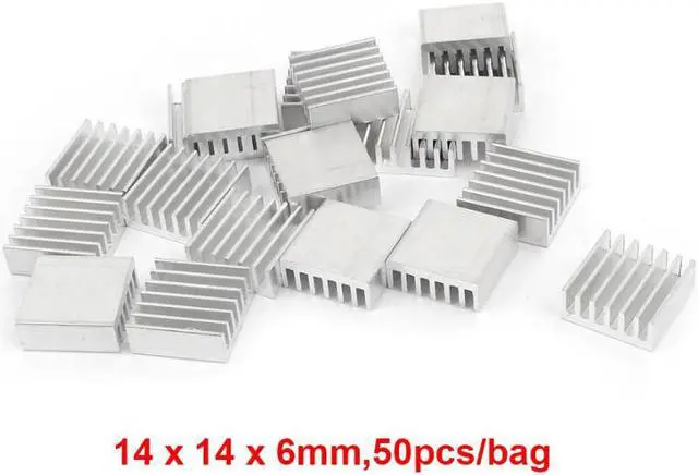 Main image of New 50pcs Silver 14x14x6mm Aluminum Heat Sink Radiator Heatsink for  IC, CPU,GPU, Electronic Chipset heat dissipation