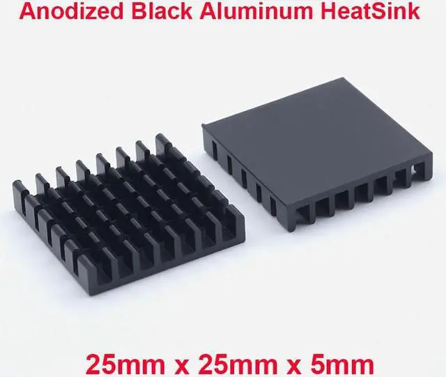 Alt view image 2 of 2 - 5pcs/lot Anodized Black Aluminum Heatsink 25x25x5mm Electronic Chip Cooling Radiator Cooler for power IC,Electric chipset etc.