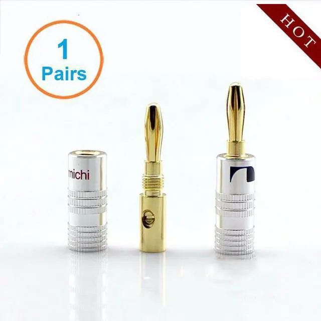 Main image of 2pcs/ 1 pair High-Quality Musical Amplifier Speaker Cable Wire Pin Banana Plug  24K Gold Plated Connector w/ Aluminum-Shell