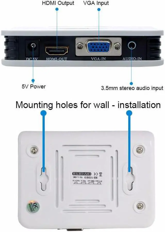 Alt view image 4 of 6 - VGA to HDMI Adapter box with 3.5mm stereo Audio & Power - Analog to Digital Converter(ADC)-1920 x 1080 Resolution