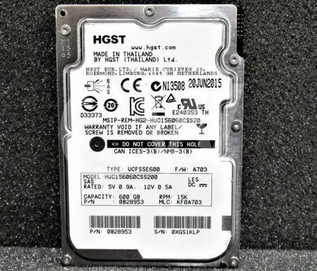Alt view image 3 of 4 - (NOT FOR HOME PC!) 0B28953 Hitachi 600GB 15K RPM 12Gbps 2.5" SAS HDD Hard Drive HUC156060CSS200 - OEM
