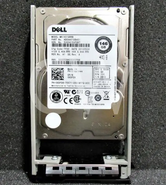 Main image of (NOT FOR HOME PC!) 6DFD8 06DFD8 Dell 146GB 15K RPM 6Gb/s 2.5" SAS SERVER HDD Hard Drive W/R Tray