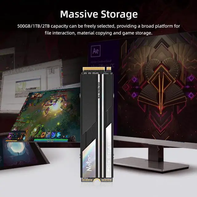 Alt view image 6 of 7 - Netac NV5000 500GB Gaming SSD NVMe PCle4.0 Gen 4x4 Internal SSD for PS5