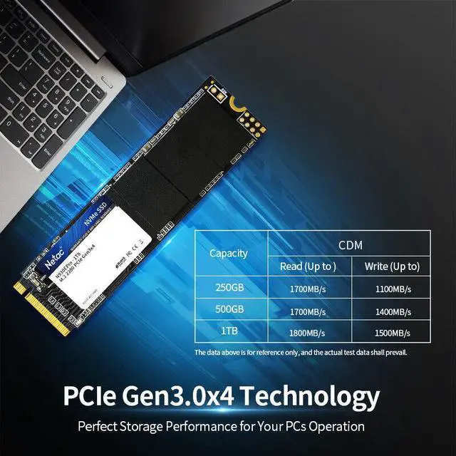 Alt view image 4 of 7 - Netac Internal SSD 1T Solid State Drive M.2 2280 NVMe PCIe Gen3x4 Up to 1800MBps