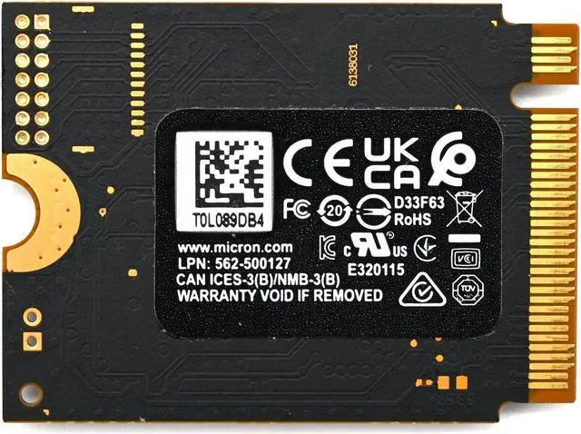 Alt view image 2 of 4 - 2TB Micron 2400 M.2 2230 NVMe PCIe SSD Gen 4.0x4 (MTFDKBK2T0QFM) Steam Deck