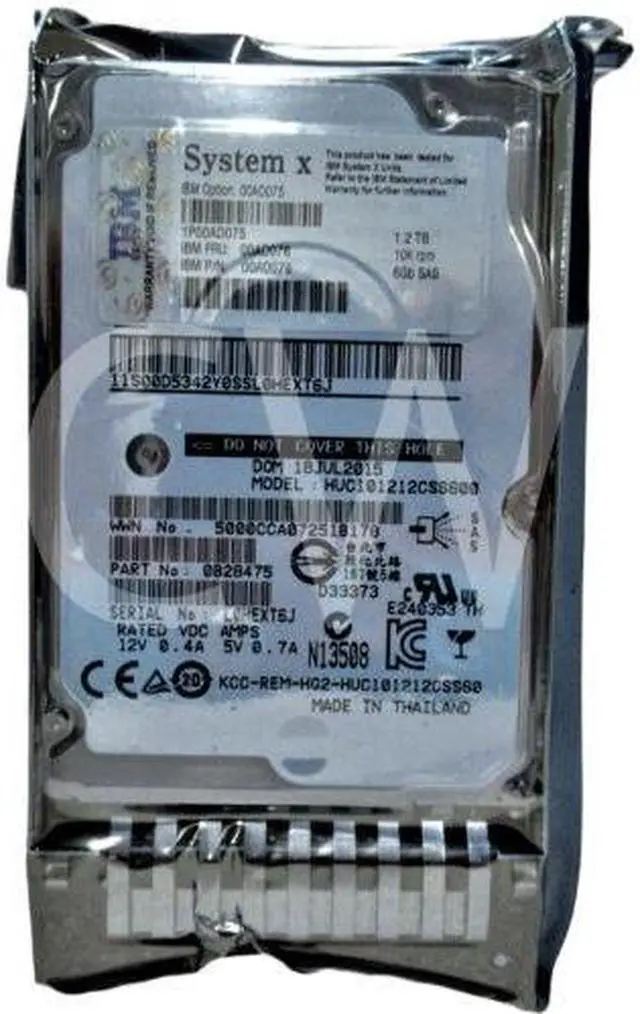 Main image of (NOT FOR HOME PC!) 00AD075 00AD076 00AD079 IBM 1.2TB 10K RPM 6Gb/s G2HS SFF 2.5" SAS HDD Hard Drive