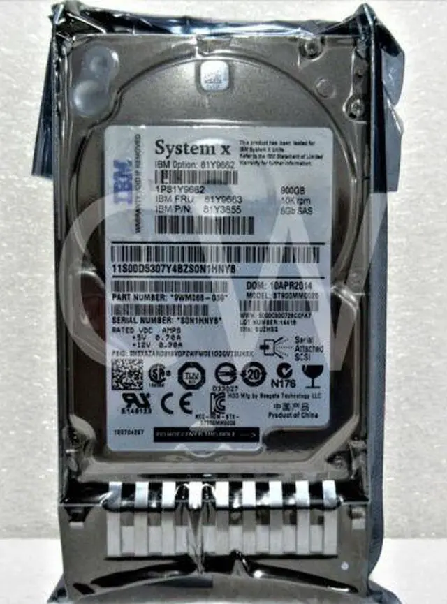 Main image of (NOT FOR HOME PC!) 81Y9662 81Y9663 81Y3855 IBM 900GB 10K RPM 6Gb/s SED G2HS 2.5" SAS HDD Hard Drive