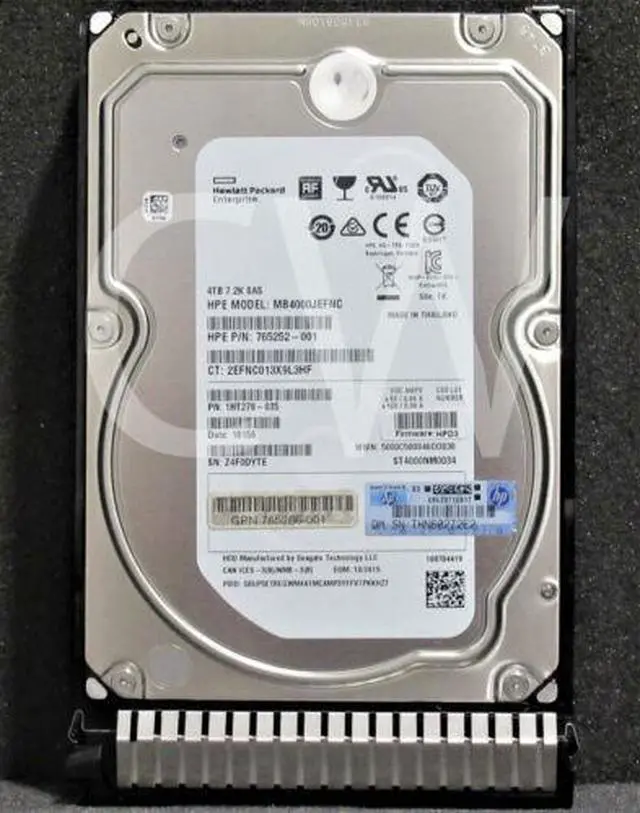 Main image of (NOT FOR HOME PC!) 765863-001 765252-001 HPE 4TB 7.2K RPM 12Gbps Midline 3.5" SAS Hard Drive