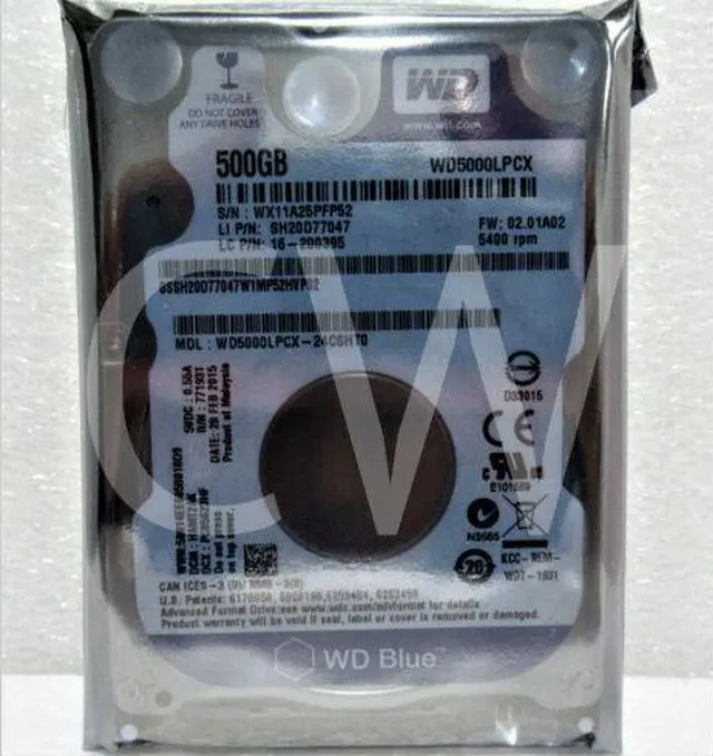 Main image of WD5000LPCX Western Digital BLUE 500GB 5.4K RPM 6Gb/s 2.5" SATA HDD Hard Drive - OEM