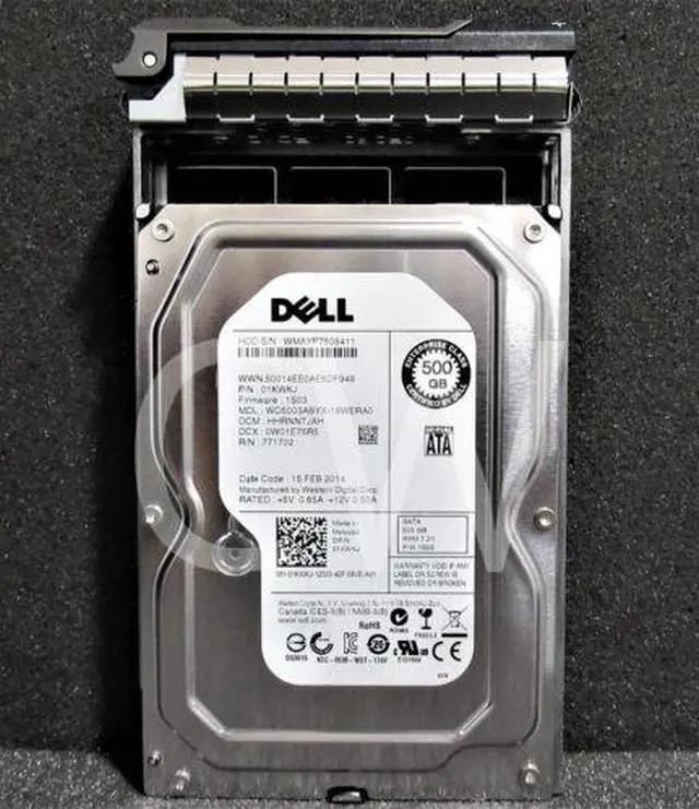 Main image of 1KWKJ 01KWKJ Dell 500GB 7.2K RPM 3Gb/s 3.5" SATA HDD Hard Drive W/ZERO HOURS
