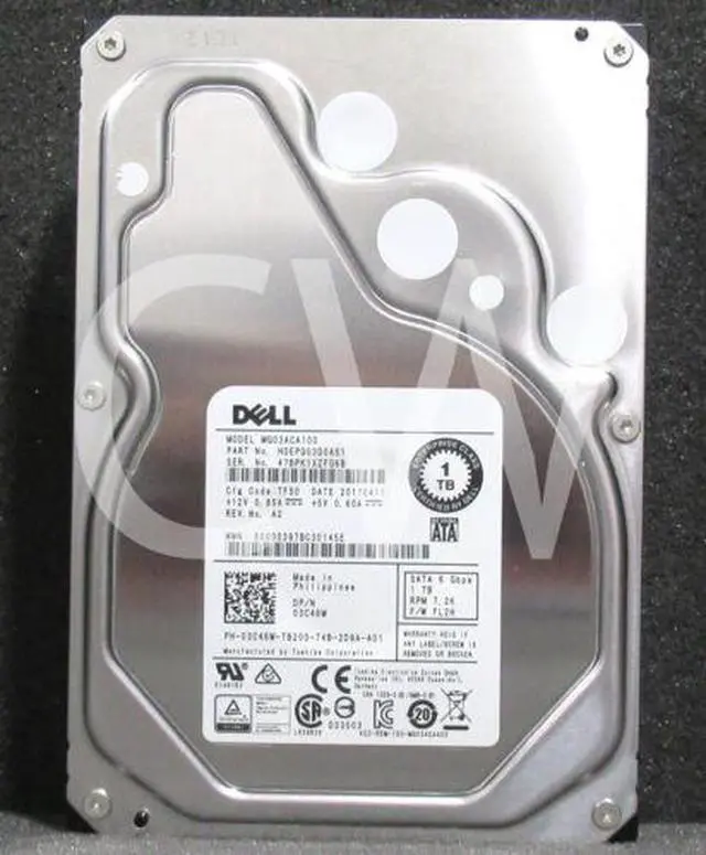 Alt view image 3 of 4 - 0-HOURS 3C46W 03C46W MG03ACA100 Dell 1TB 7200RPM 6Gbps 3.5" SATA HDD Hard Drive