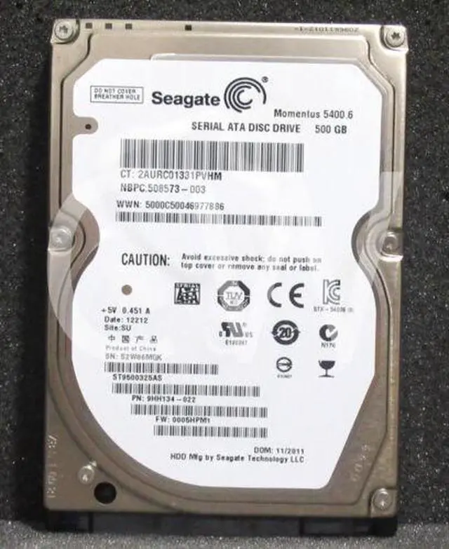 Main image of ST9500325AS Seagate 500GB 5400RPM 3Gbps 2.5" SATA Laptop HDD Hard Drive
