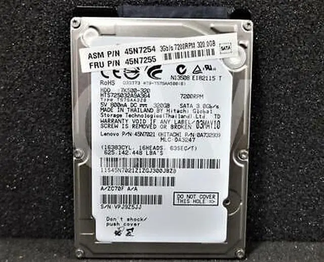 Main image of HTS725032A9A364 Hitachi 320GB 7200RPM 3Gbps 2.5" SATA Laptop HDD Hard Drive - OEM