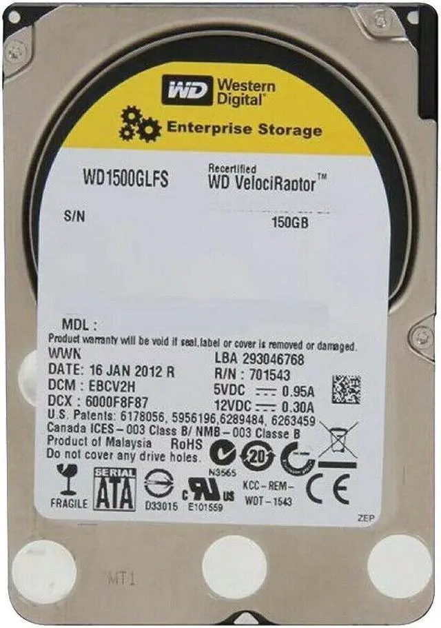 Alt view image 3 of 4 - WD 3.5" (SATA) Velociraptor Internal HD 150GB 10Krpm 3Gbps 16MB WD1500GLFS
