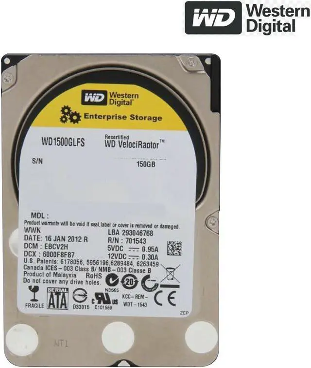 Alt view image 4 of 4 - WD 3.5" (SATA) Velociraptor Internal HD 150GB 10Krpm 3Gbps 16MB WD1500GLFS