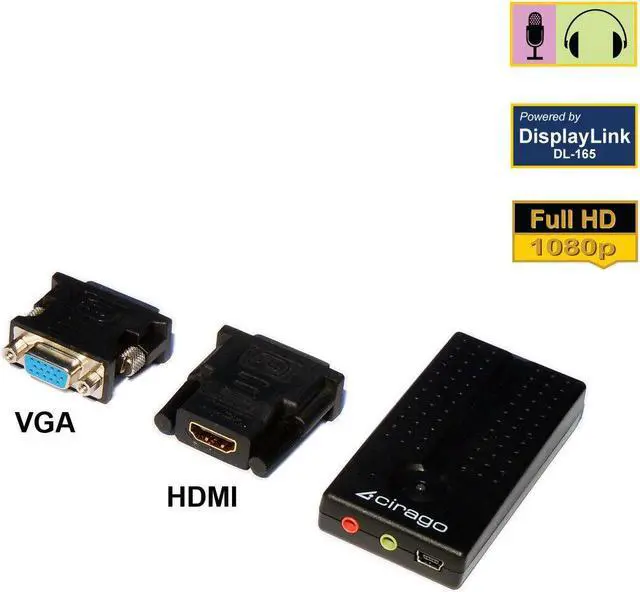 Alt view image 2 of 3 - Cirago USB to DVI/HDMI/VGA Display Adapter DisplayLink Certified Plug and Play